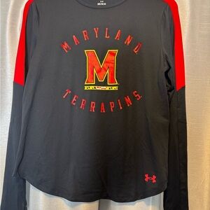 Under Armour Black and Red Maryland Terrapins‎ Long Sleeve Tee size Medium NWT